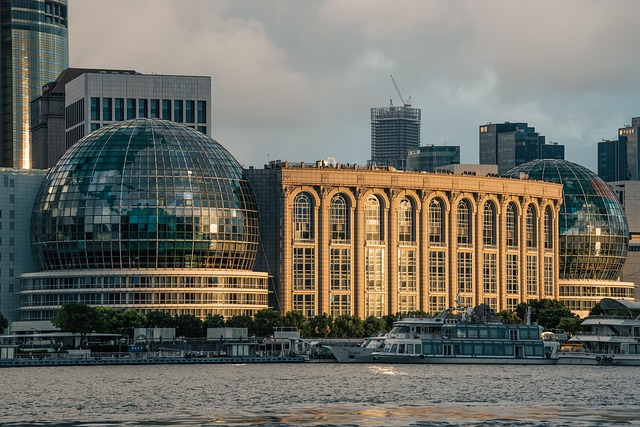 중국 상하이 도시 빌딩