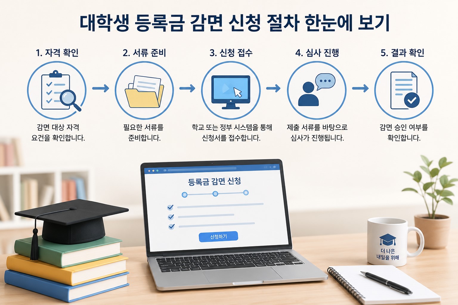 대학생 등록금 감면 신청 절차 이미지