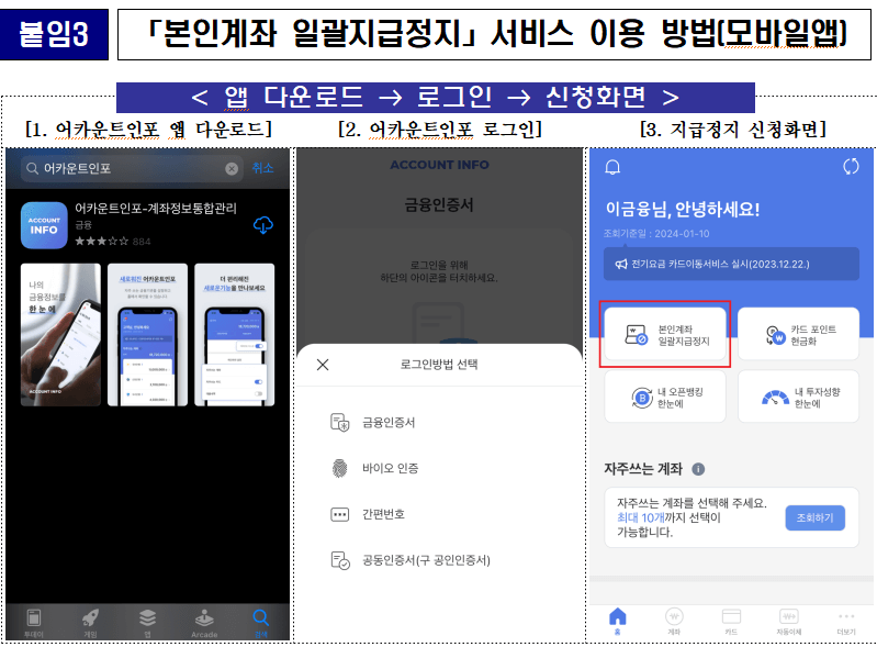 본인계좌일괄지급정지