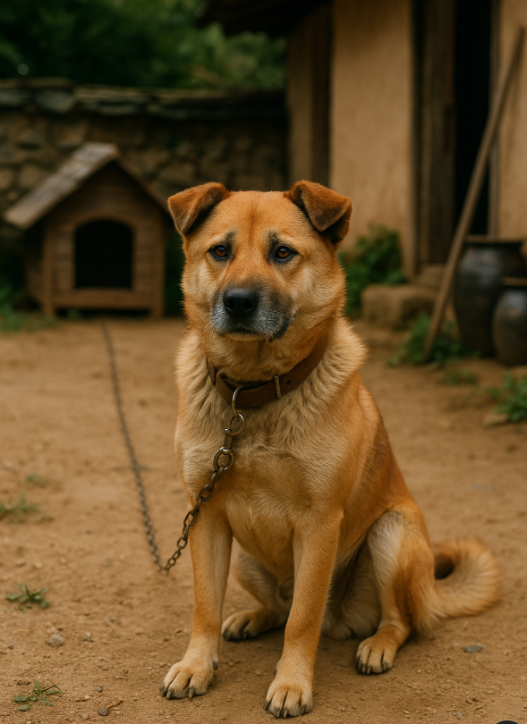 시골 마당개 이미지