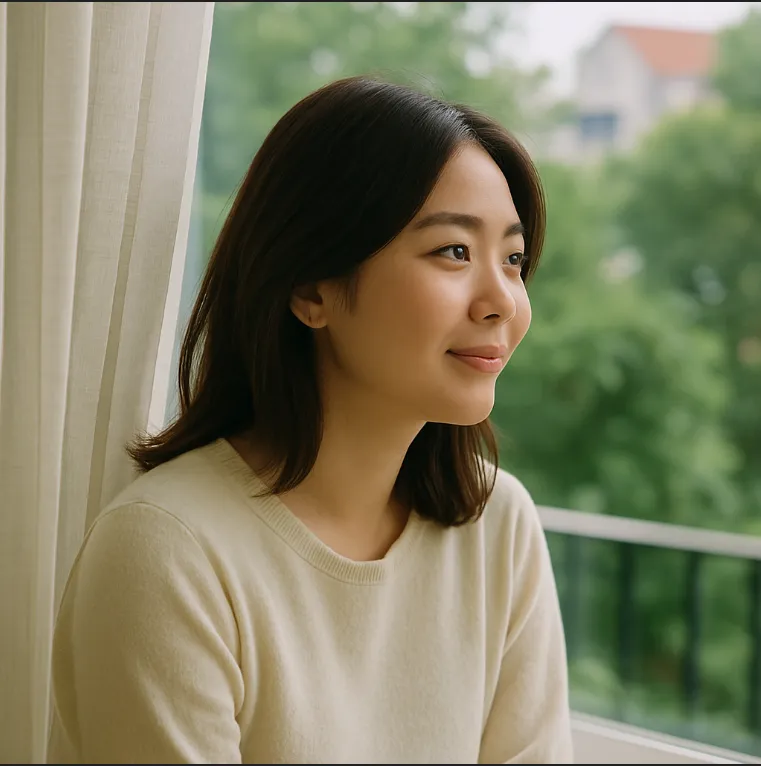 여자의 흐믓한 미소