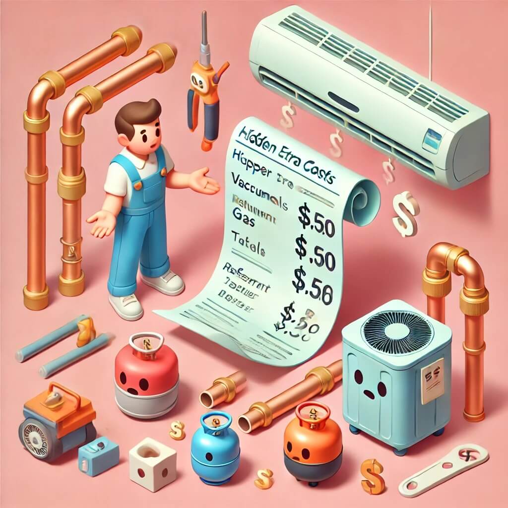 추가 비용 항목 정리: 배관, 냉매, 진공작업 외