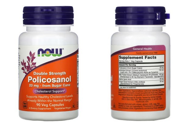 NOW Foods, 더블 스트렝스 폴리코사놀, 20mg, 베지 캡슐 90정