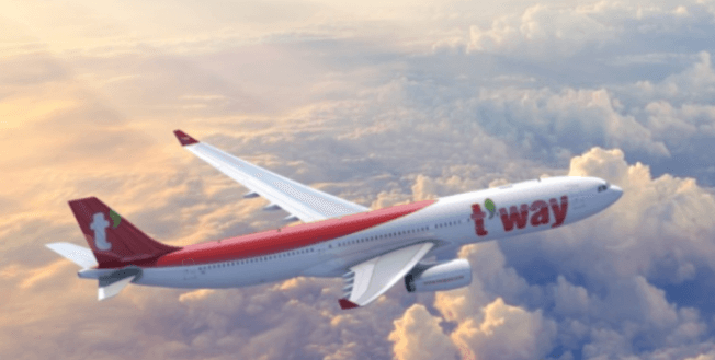 티웨이항공, 비행기, 하늘, 구름