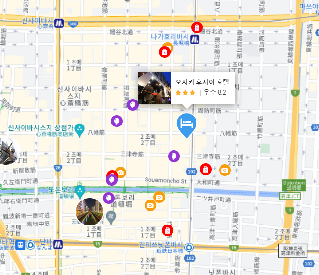 오사카 후지야 호텔 위치