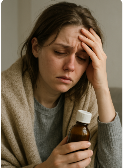 약병을 들고 있는 여성