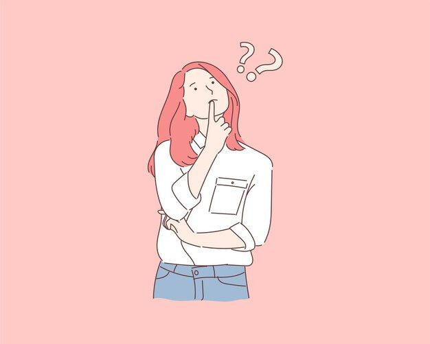 고민 생각 여자 그림