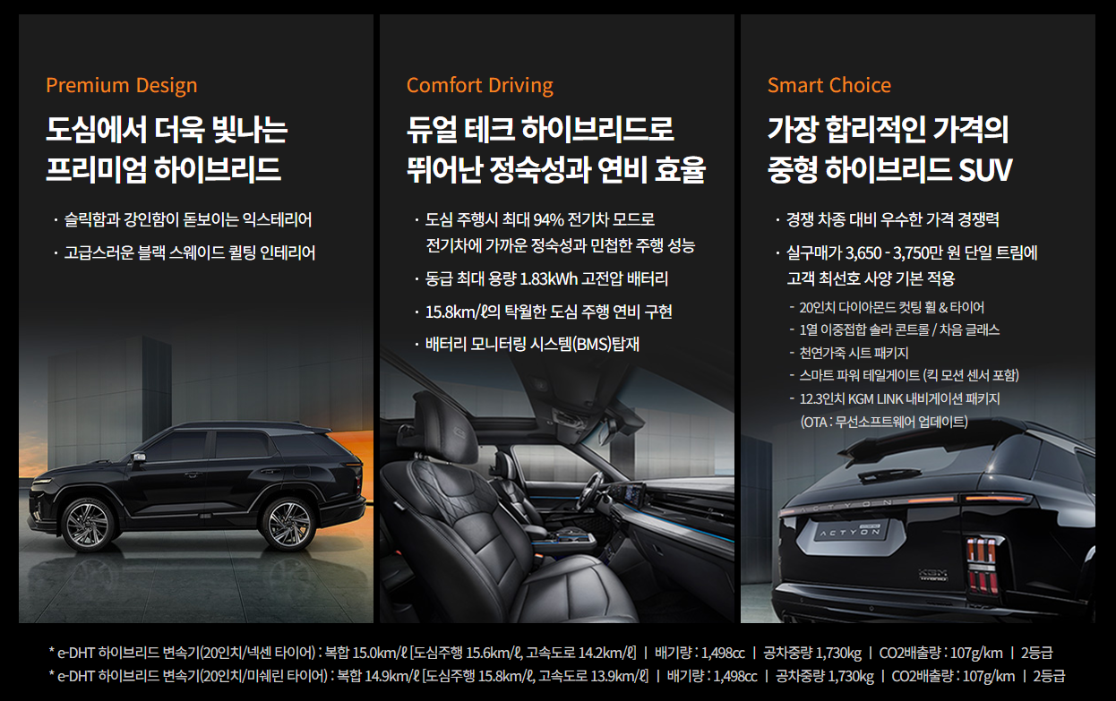 액티언 하이브리드 특징