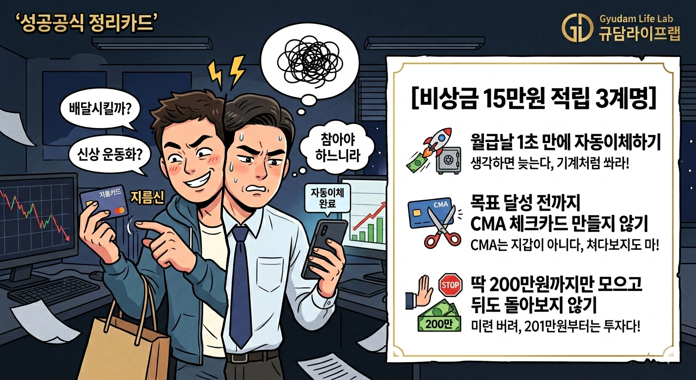 비상금 15만원 적립 3계명 성공공식 정리카드