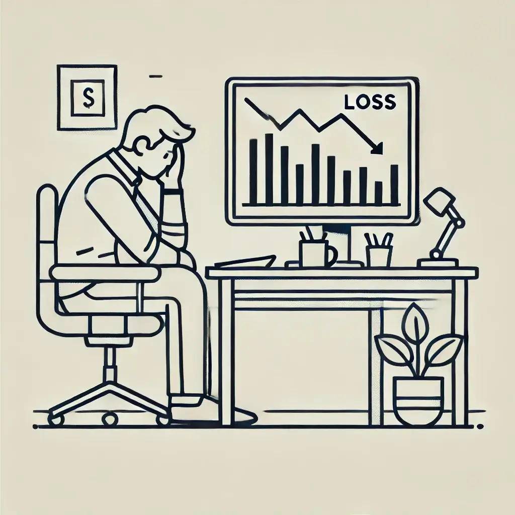 환테크 손실로 실망한 남성의 모습.