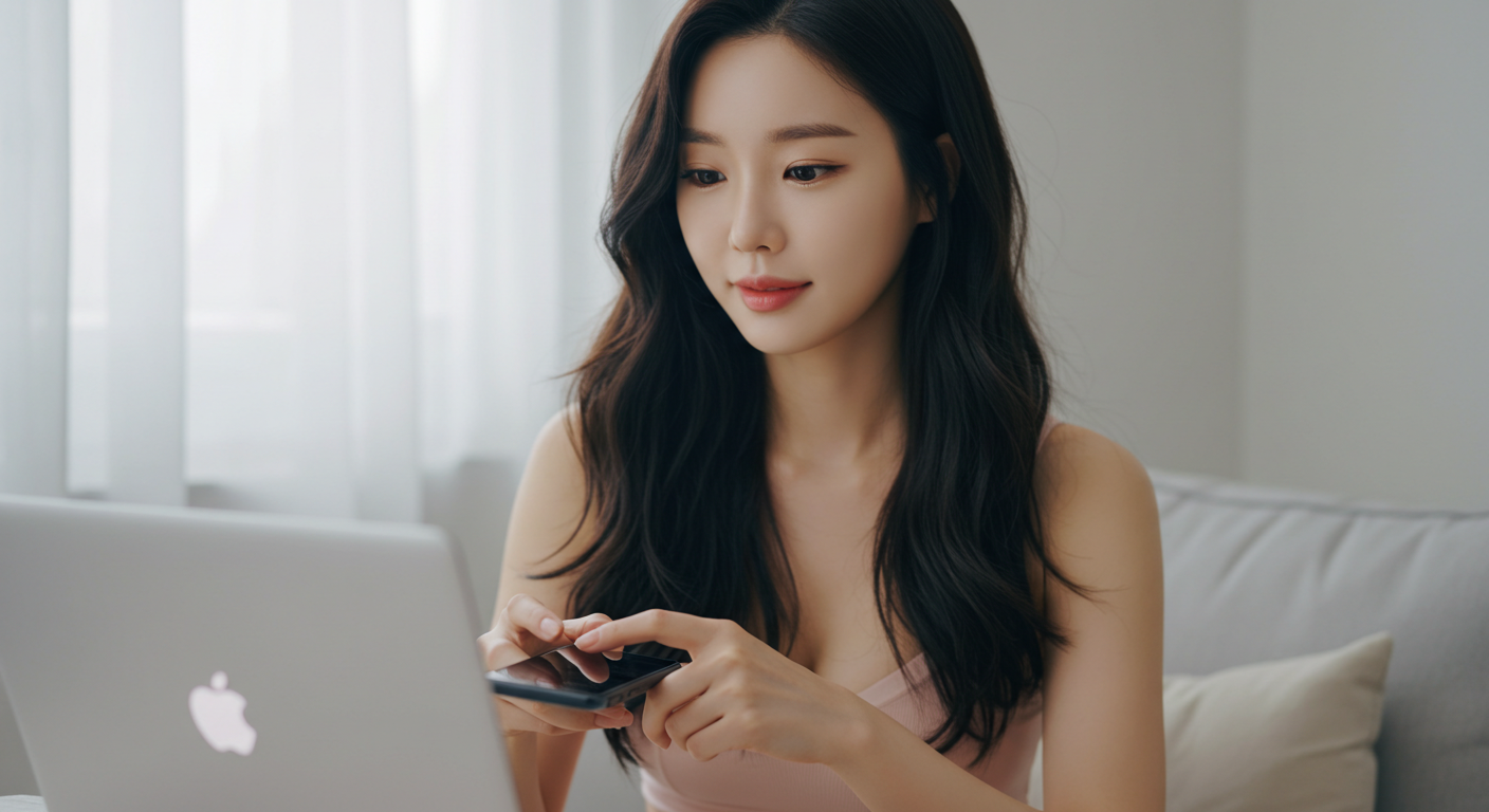 기기간 연결하는 여자