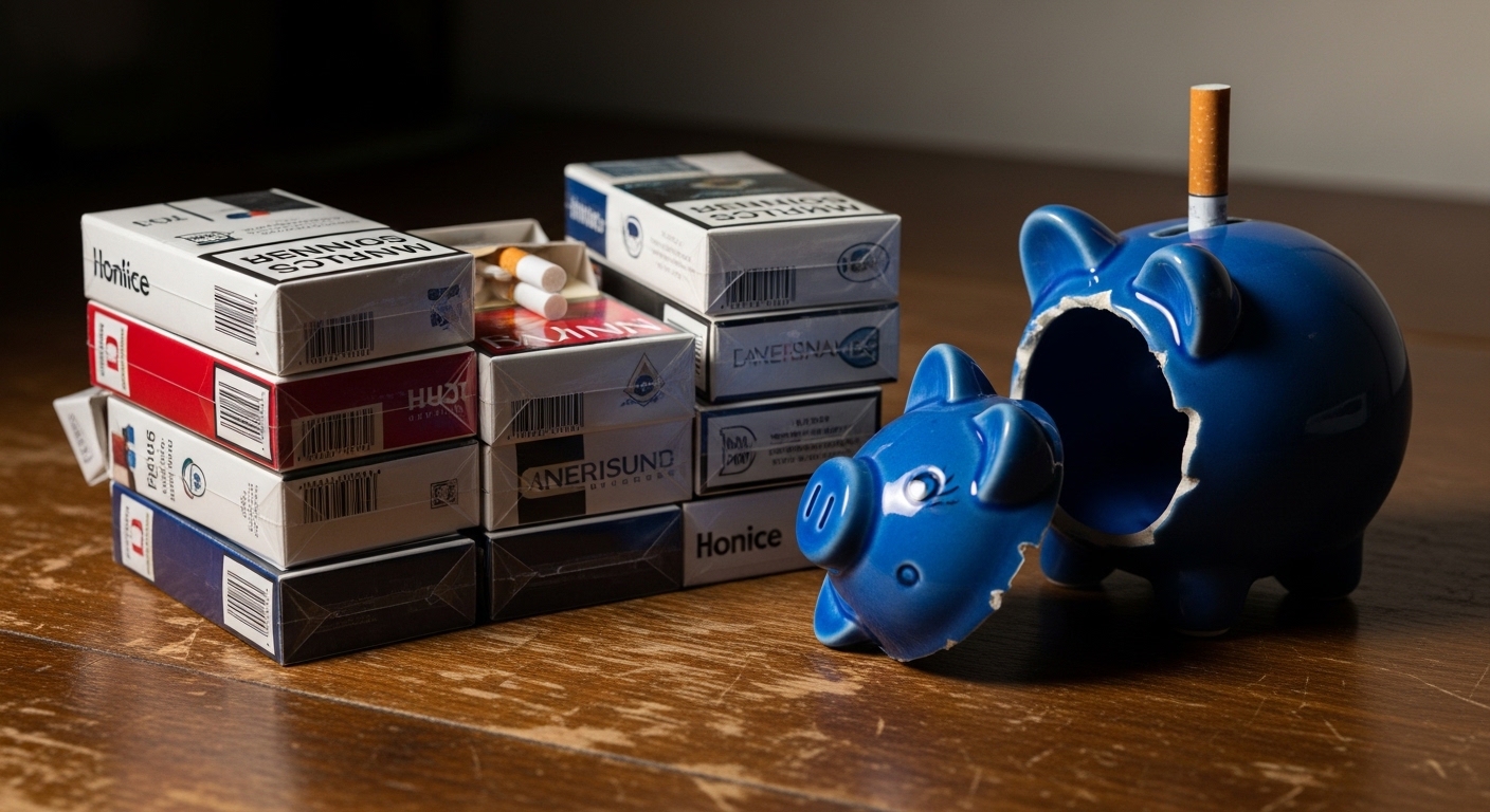 돼지저금통까지 잡아서 담배를 샀다