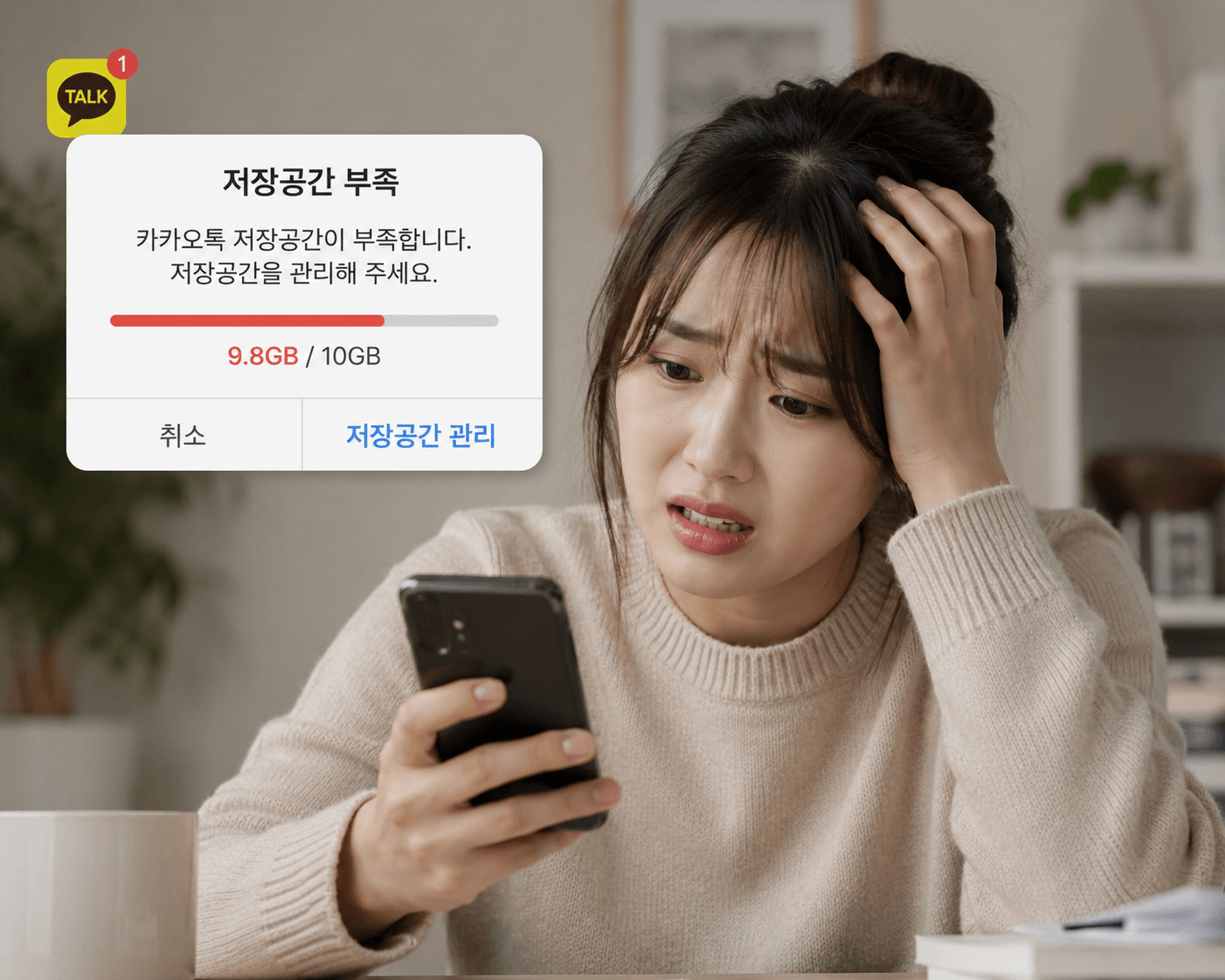 카카오톡 저장공간 부족 오류가 계속 뜨는 이유와 해결 방법