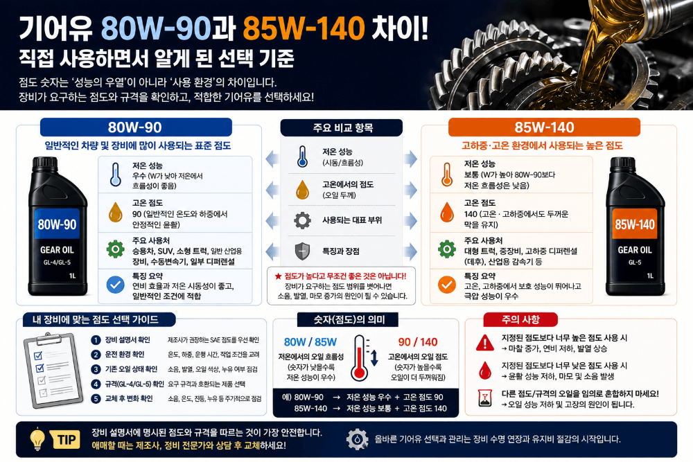 기어유 80W-90과 85W-140 차이