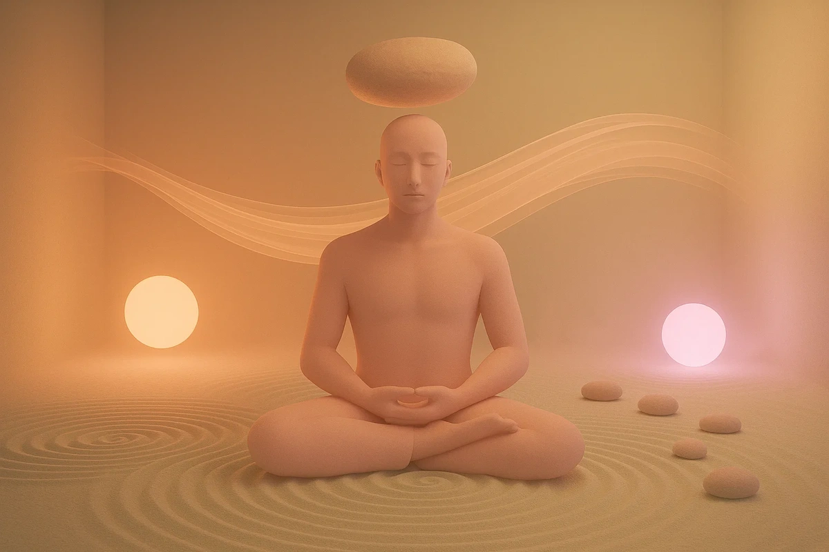 명상 중 균형을 이루는 젠 콘셉트 이미지