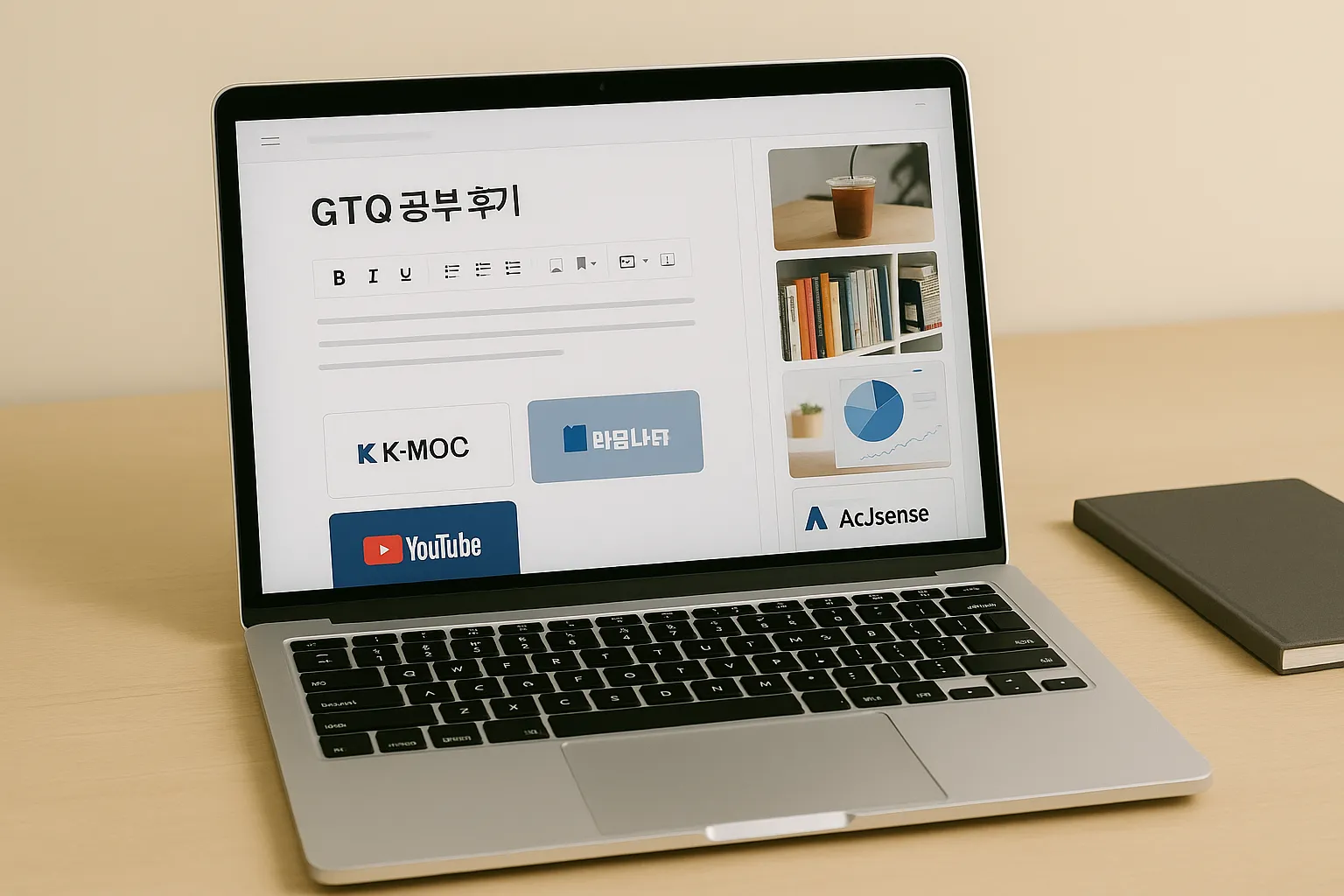 블로그에 자격증 후기를 작성 중인 화면