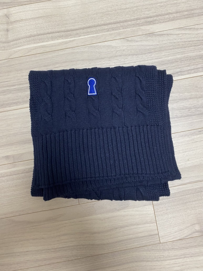세컨모놀로그 SECONDMONO 헤비웨이트 키홀 케이블 코튼 머플러 목도리 네이비 남색 [NAVY]