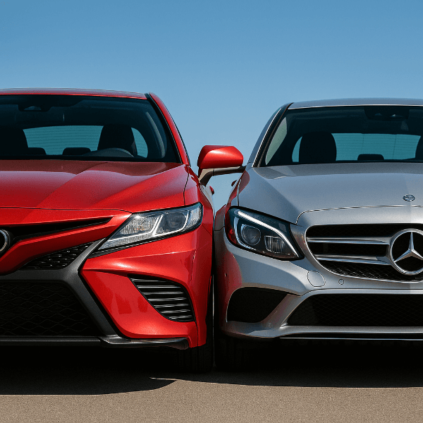 일본차와 독일차 유지비 비교를 상징하는 자동차 정면 실사 이미지