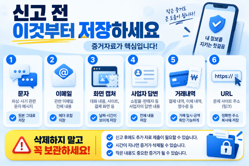 개인정보 침해 신고 전에 문자 이메일 화면 캡처 거래내역 사업자 답변을 증거자료로 보관하는 체크리스트