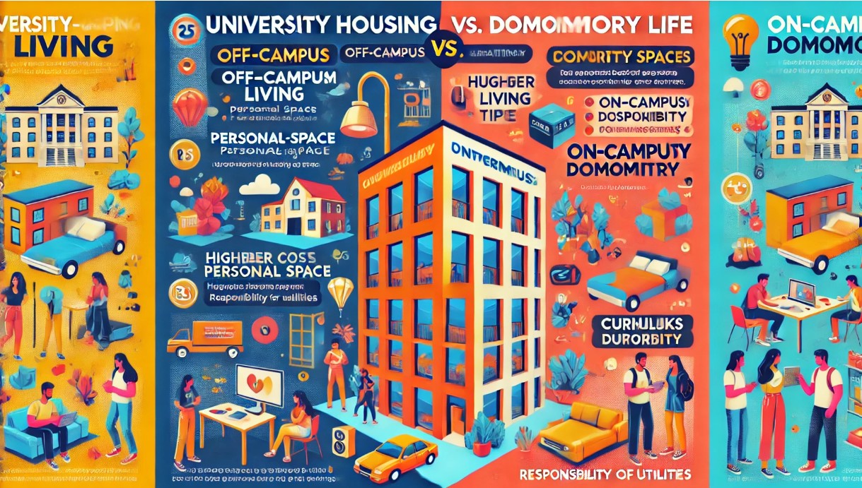 이 이미지는 대학 자취와 기숙사를 비교하는 이미지입니다
