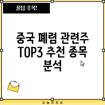 중국폐렴 대장주 관련주 TOP5 총정리_5
