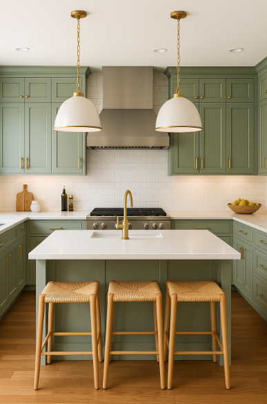 부엌 인테리어 스타일링 (싱크대, 조명, 아일랜드)