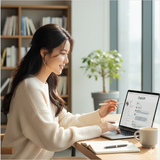 챗지피티를 이용 중인 여성