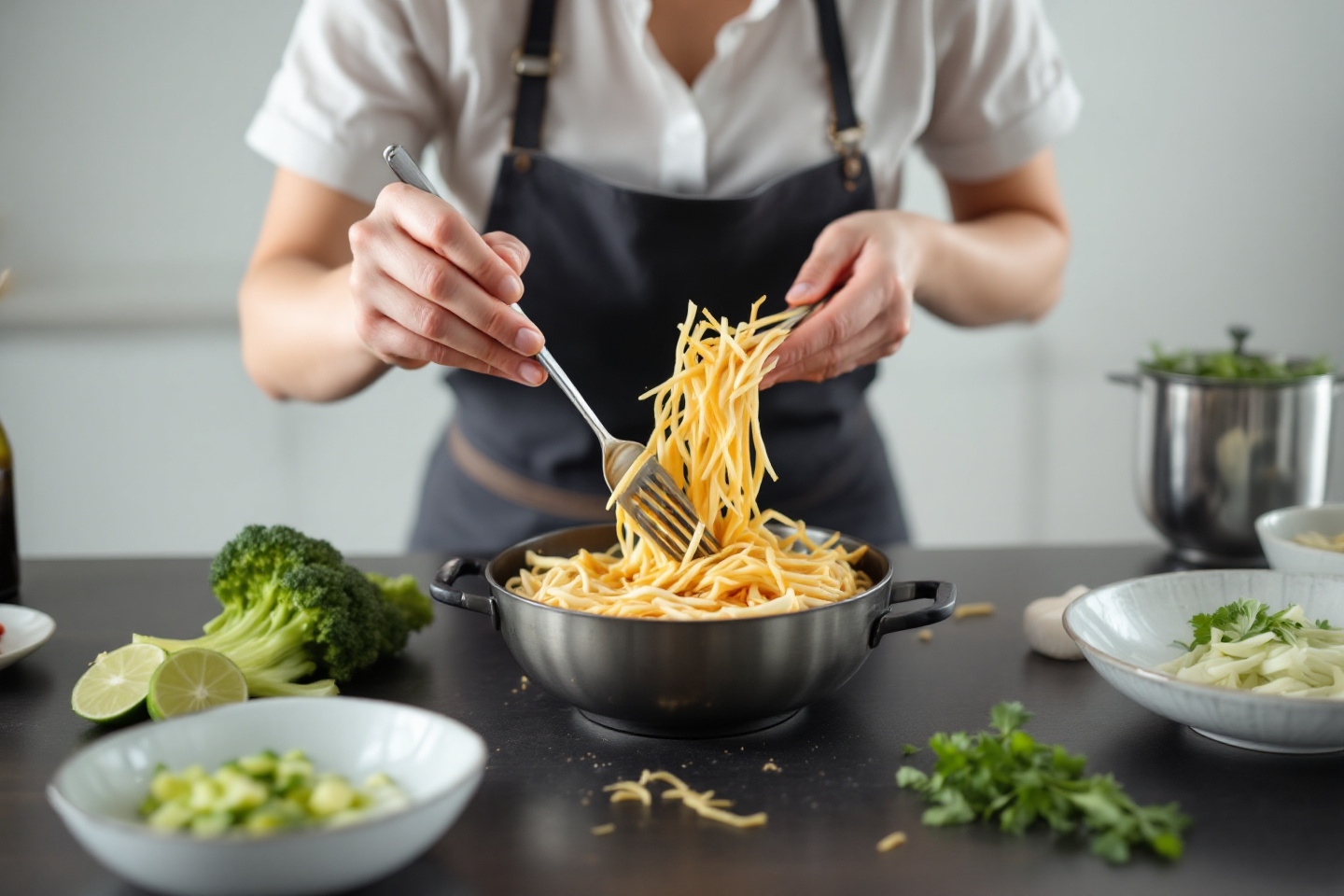 식이섬유가 함유된 식재료를 주방에서 요리하는 남성의 모습