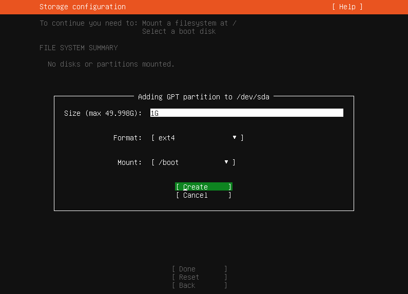 boot 파티션 설정