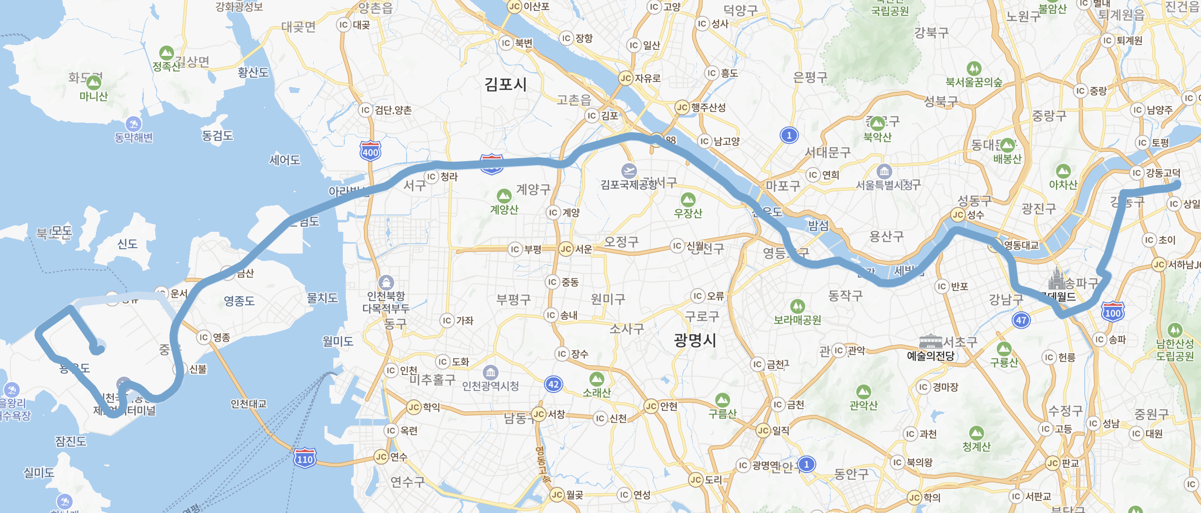 6300 공항버스 운행지도