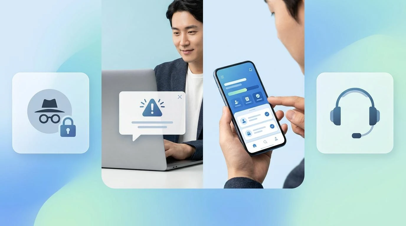 시크릿 모드, 팝업 해제, 손택스 및 원격 상담 4단계 해결 방법