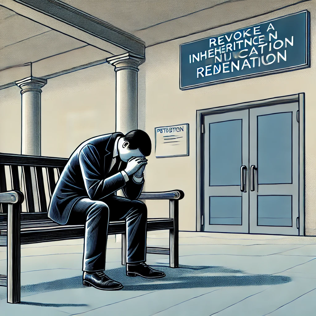 "상속 재산 분배로 인한 가족 간 반목을 표현한 그림"