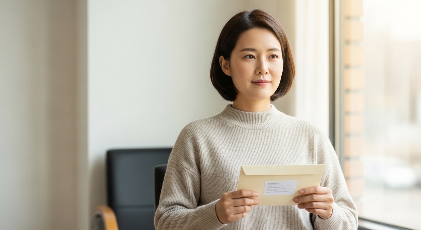 창가-의자에-앉아-서류-봉투-들고-기다리는-모습