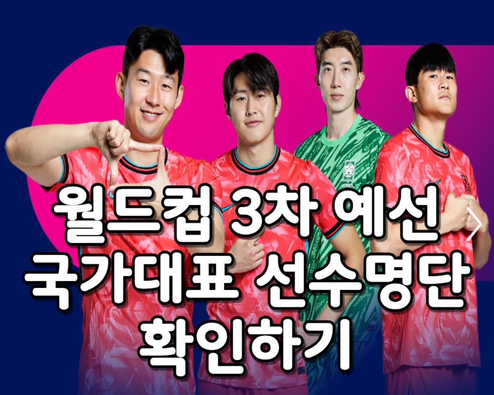월드컵 축구 3차 예선 국가대표 선수명단 확인하기