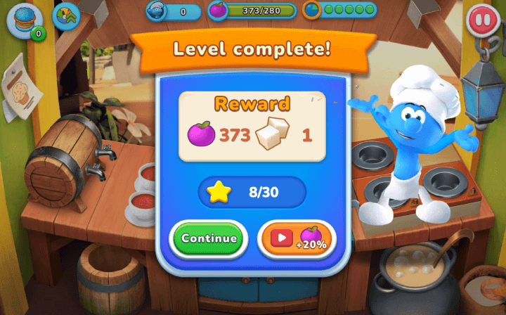 스머프-요리게임-종료-화면