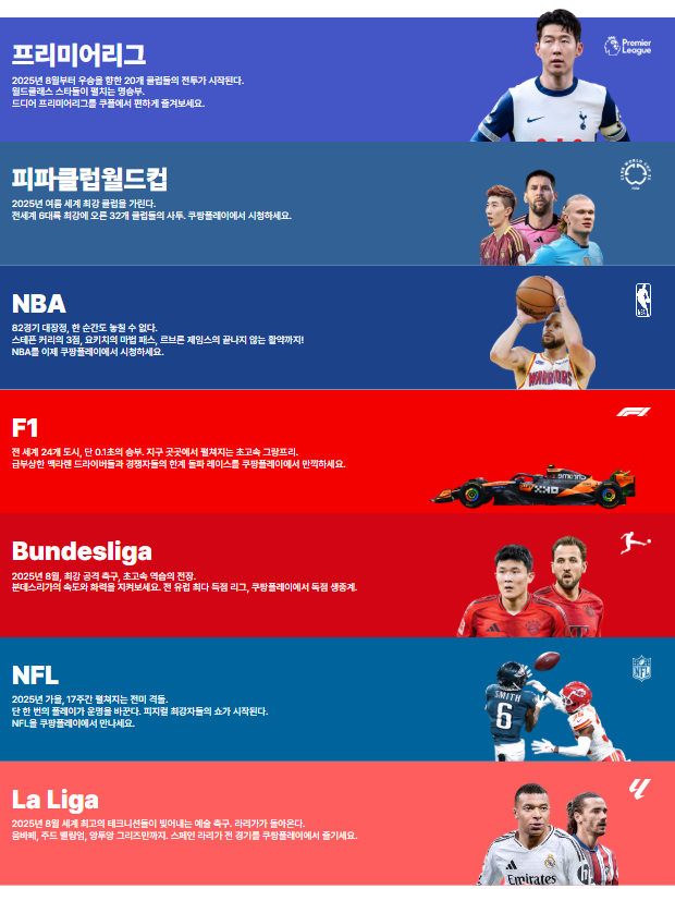 쿠팡플레이 '스포츠패스' 콘텐츠