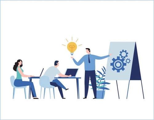 직원들 교육을 하고 있는 그림