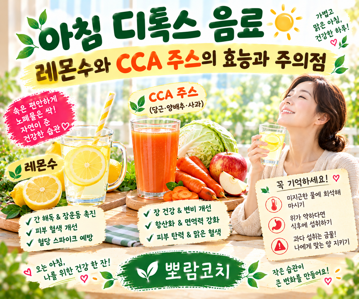 당근, 양배추, 사과가 정갈하게 잘려 차려진 부드러운 CCA 주스 재료 식탁
