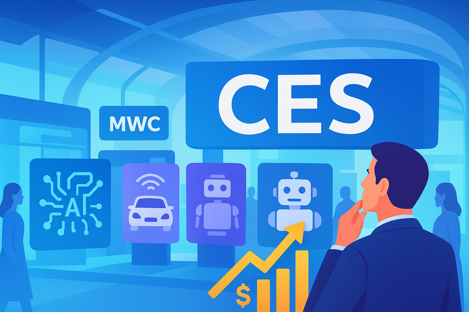 CES, MWC 등 투자 전략 포인트 표시, 현대 기술 박람회와 투자 연결