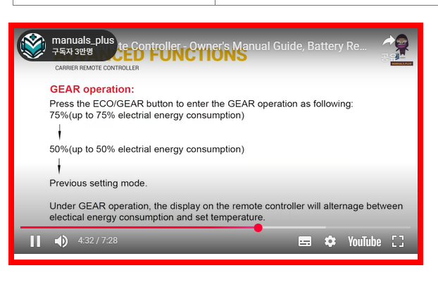 캐리어 에어컨 리모컨 사용법 안내 사이트