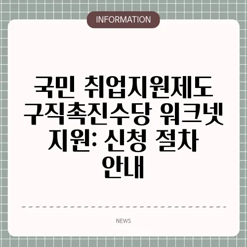 국민 취업지원제도 구직촉진수당 워크넷 지원: 신청 절차 안내