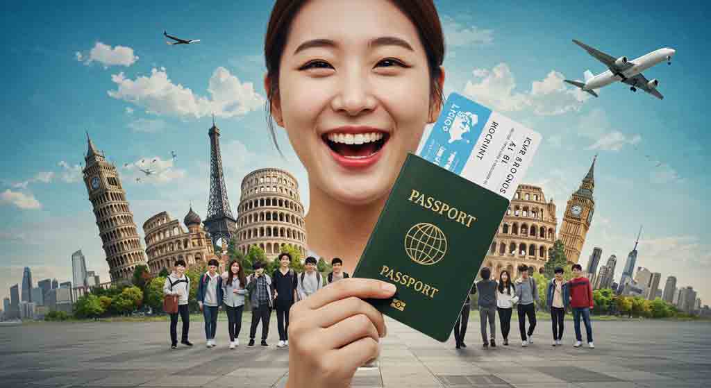 해외여행 준비를 하고 있는 젊은이들의 사진