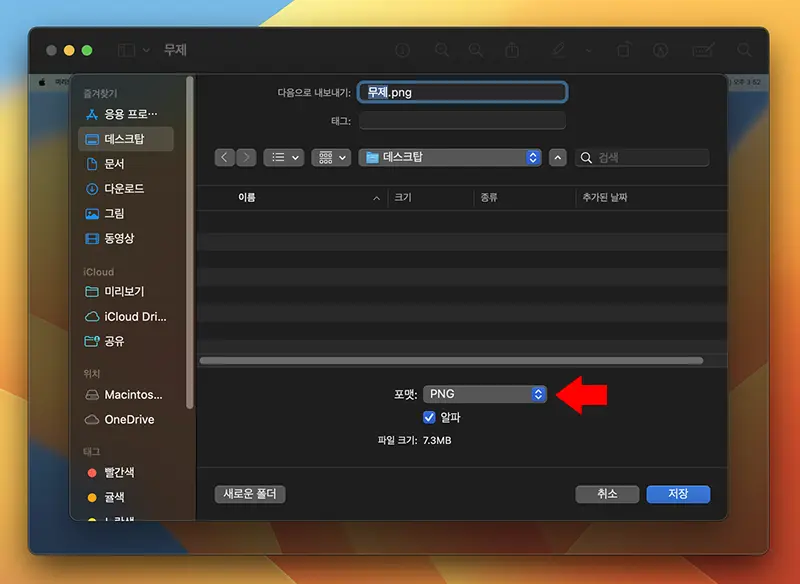 내보내기 대화상자