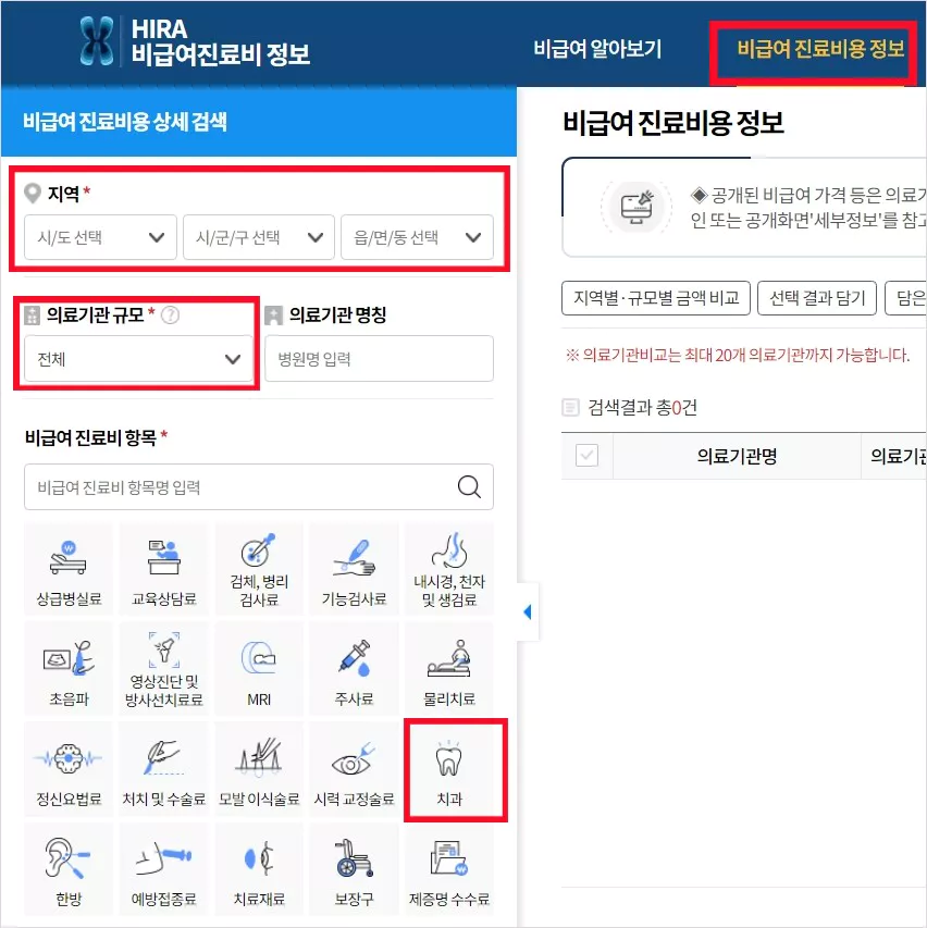 건강보험심사평가원 비급여 진료비 정보