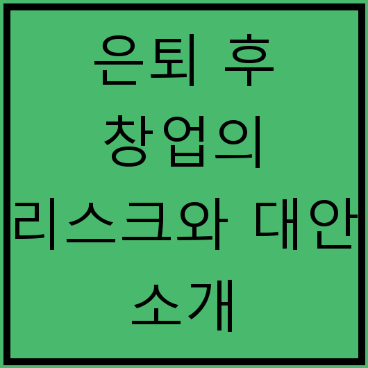 은퇴 후 창업의 리스크와 대안 소개