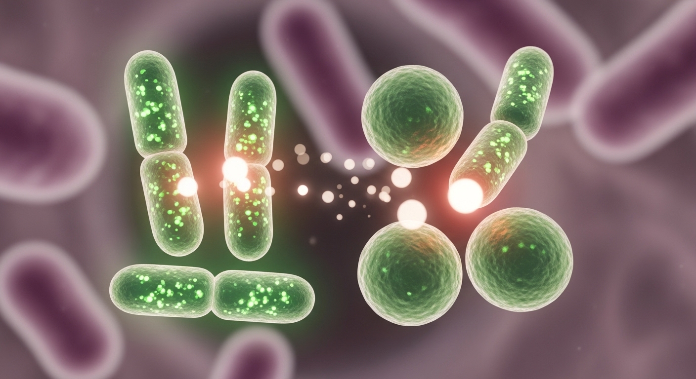 갱년기 질 건강에 중요한 유익균, 락토바실러스 유산균들이 조화롭게 존재하는 모습.