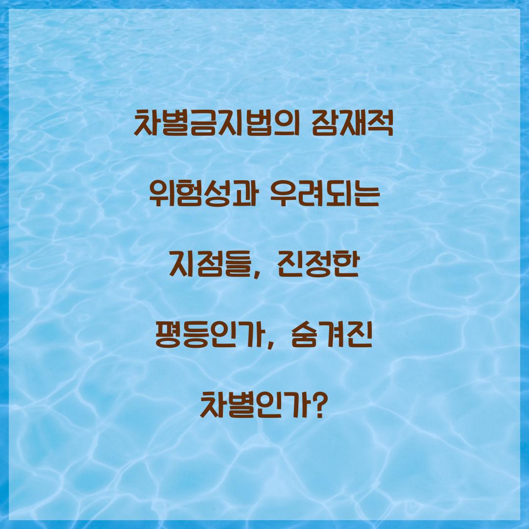 차별금지법의 잠재적 위험성과 우려되는 지점들