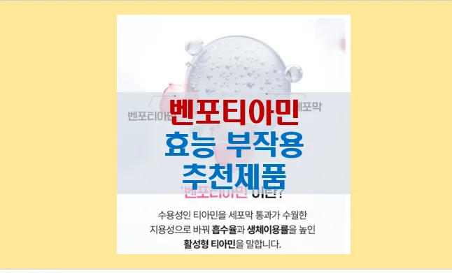벤포티아민 복용 및 섭취 영양제 추천 가이드
