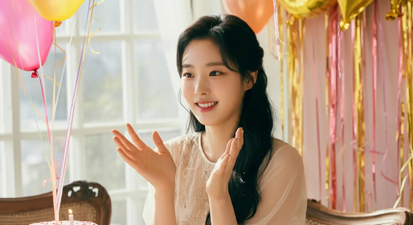 생일 파티를 하는 여성