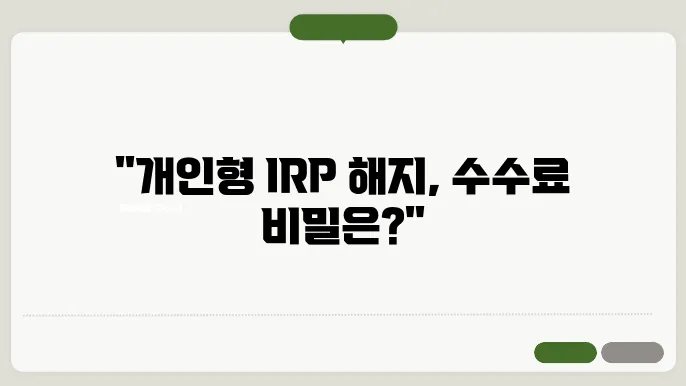 개인형 IRP 해지 후 유의사항